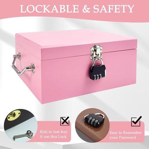 Giftidea Black Bamboo Storage Box with Tray - Large Wooden Box with Combination Lock - Decorative Box Set with Accessories Great Gift Choice in Saudi Arabia