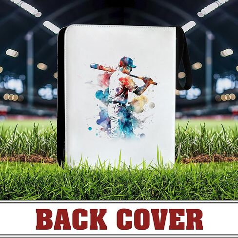 900 Pockets Baseball Card Binder, 9 pockets Card Binder, PU leather Baseball Card Sleeves, baseball player Sports Card Binder, white background, baseball player blue and red Baseball Card Organizer in Saudi Arabia