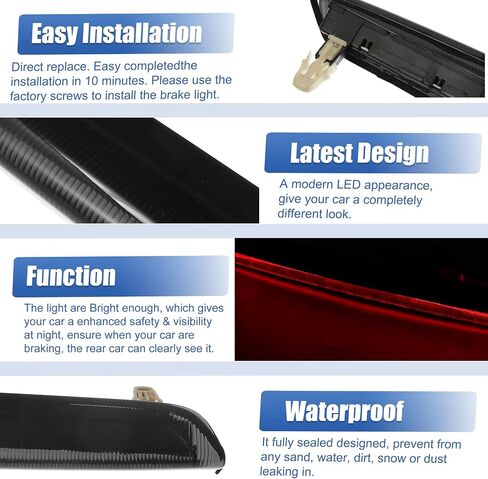 X AUTOHAUX High Level Third Rear Brake Stop Light 8P4945097C for Audi A3 2.0L A/T Quattro Base Hatchback 2009-2013 Black in Saudi Arabia