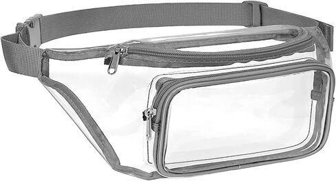 Fanny Pack, Clear Fanny Pack Waterproof Cute Waist Bag Stadium Approved Clear Purse Transparent Adjustable Belt Bag for Women Men, Travel, Beach, Events, Concerts Bag (Grey) in Saudi Arabia