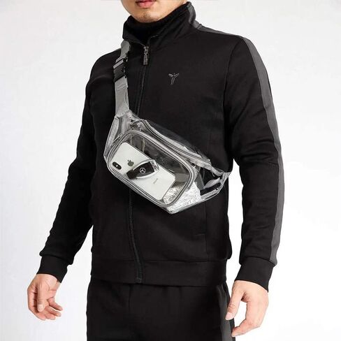 Fanny Pack, Clear Fanny Pack Waterproof Cute Waist Bag Stadium Approved Clear Purse Transparent Adjustable Belt Bag for Women Men, Travel, Beach, Events, Concerts Bag (Grey) in Saudi Arabia
