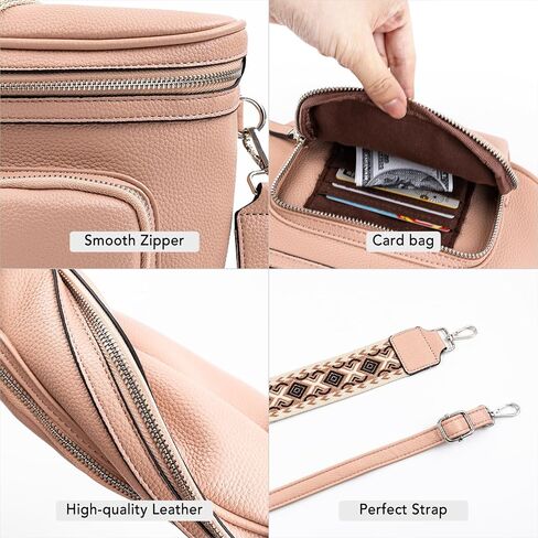 letech+ Crossbody Bags for Women Vegan Leather Purses Small Shoulder Handbags with Wide Strap,Waist Bag Travel Belt Bags for Women Men (Naked) in Saudi Arabia