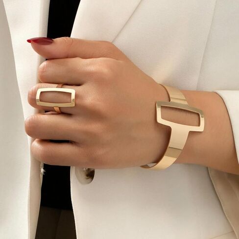 Gold Jewelry Set for Women Chunky Gold Rings Gold Bangle Bracelets for Women Gold Bangles Chunky Gold Bracelet Ring Set for Women in Kuwait