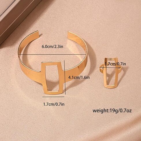 Gold Jewelry Set for Women Chunky Gold Rings Gold Bangle Bracelets for Women Gold Bangles Chunky Gold Bracelet Ring Set for Women in Kuwait