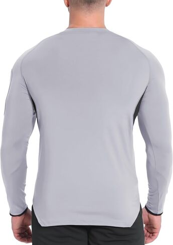 BROKIG Men's Armzip Long Sleeve Running Shirts Quick Dry Sun Protection UV UPF 50+ Jogging T Shirts Zip Pocket Gym Workout in Kuwait