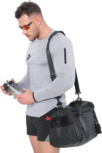 BROKIG Men's Armzip Long Sleeve Running Shirts Quick Dry Sun Protection UV UPF 50+ Jogging T Shirts Zip Pocket Gym Workout in Kuwait