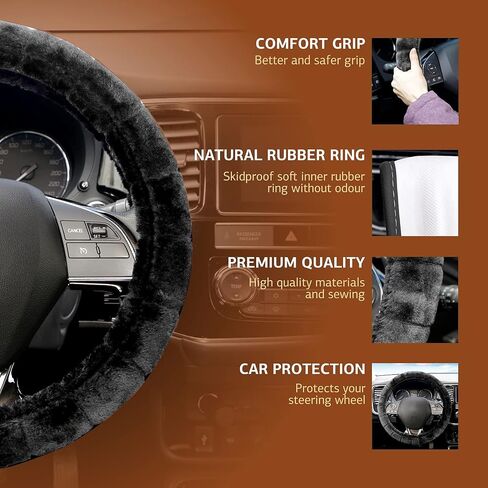 MONA LISA Universal Steering Wheel Cover for Cars, Trucks, and SUVs, Sole, PU Leather, Anti-Slip Steering Wheel Accessories, Universal Fit 15 Inch Car Wheel Protector for Women Girls - 2MLOPLM1801 in Saudi Arabia