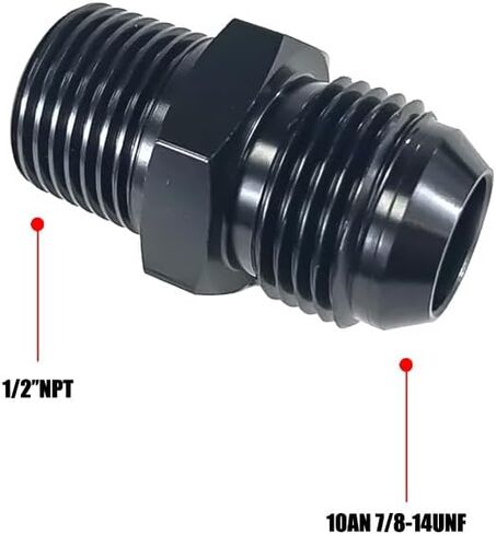 6AN ذكر مضيئة إلى 3/8 ''NPT ذكر وصلة أنابيب الخراطيم محول الاتحاد موصل الألومنيوم مستقيم الأسود بأكسيد in Kuwait