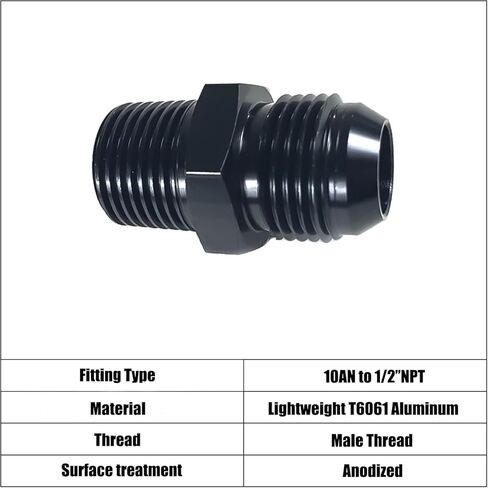 6AN ذكر مضيئة إلى 3/8 ''NPT ذكر وصلة أنابيب الخراطيم محول الاتحاد موصل الألومنيوم مستقيم الأسود بأكسيد in Kuwait
