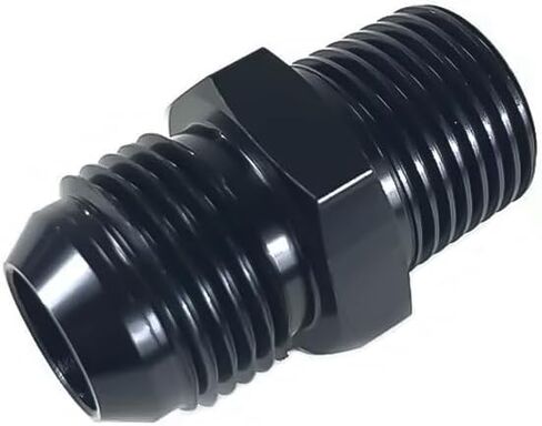 6AN ذكر مضيئة إلى 3/8 ''NPT ذكر وصلة أنابيب الخراطيم محول الاتحاد موصل الألومنيوم مستقيم الأسود بأكسيد in Kuwait