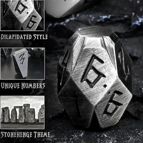 Dice DND Metal Polyhedral Dice Set, ZHOORQI Stonehenge Theme RPG Dice for Dungeons and Dragon, RPG Role Playing Table Game Cool Unique Dice Accessories（JS-Bronze） in Kuwait
