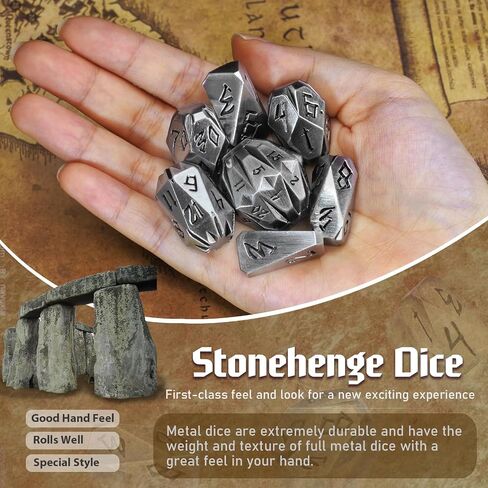 Dice DND Metal Polyhedral Dice Set, ZHOORQI Stonehenge Theme RPG Dice for Dungeons and Dragon, RPG Role Playing Table Game Cool Unique Dice Accessories（JS-Bronze） in Kuwait