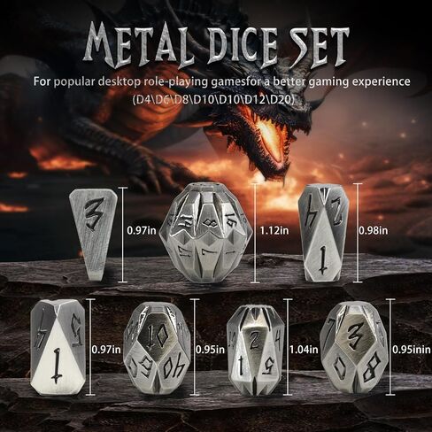 Dice DND Metal Polyhedral Dice Set, ZHOORQI Stonehenge Theme RPG Dice for Dungeons and Dragon, RPG Role Playing Table Game Cool Unique Dice Accessories（JS-Bronze） in Kuwait