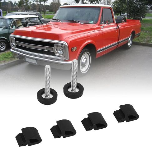 Hood Bumper Set Replacement, Black Hood Bumper Stopper Stop Cushion Rubber Buffer Automotive Hoods Replacement Part Car Hood Bumper Cushions Fit for Chevy Truck 1967-1972 in Kuwait