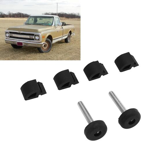 Hood Bumper Set Replacement, Black Hood Bumper Stopper Stop Cushion Rubber Buffer Automotive Hoods Replacement Part Car Hood Bumper Cushions Fit for Chevy Truck 1967-1972 in Kuwait