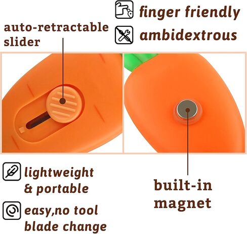 2Pcs Mini Box Cutter,Fridge Magnet,Mini Portable Utility Knive, Envelope Cutter, Package & Box Opener, Safe Blade Retracts Automatically,Right or Left Handed,Keychain Box Opener,Paper Cuts in Saudi Arabia