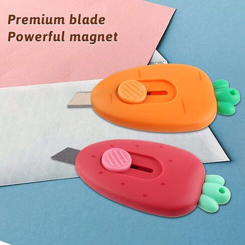 2Pcs Mini Box Cutter,Fridge Magnet,Mini Portable Utility Knive, Envelope Cutter, Package & Box Opener, Safe Blade Retracts Automatically,Right or Left Handed,Keychain Box Opener,Paper Cuts in Saudi Arabia