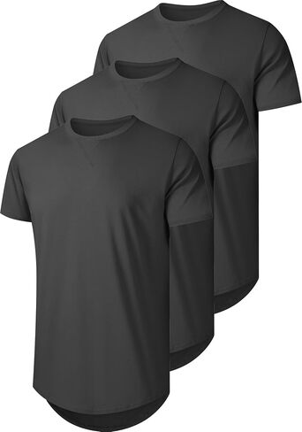 3 Pack Mens t-Shirts 100 Cotton Longline T Shirts Crewneck Long Drop Cut Basic Casual Tee Shirt in Saudi Arabia
