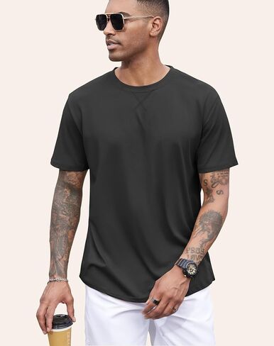 3 Pack Mens t-Shirts 100 Cotton Longline T Shirts Crewneck Long Drop Cut Basic Casual Tee Shirt in Saudi Arabia