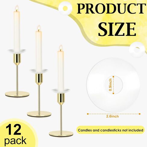 12 Pcs Candle Drip Protectors Bulk for Candlesticks Metal Candle Wax Catcher Plate Candle Bobeches Round Candle Rings for Tapers Candle Drip Guard for Wedding Holiday Party Dinner Church (12, White) in Kuwait