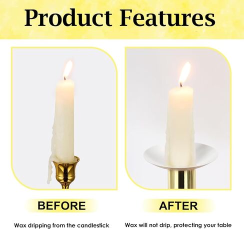 12 Pcs Candle Drip Protectors Bulk for Candlesticks Metal Candle Wax Catcher Plate Candle Bobeches Round Candle Rings for Tapers Candle Drip Guard for Wedding Holiday Party Dinner Church (12, White) in Kuwait