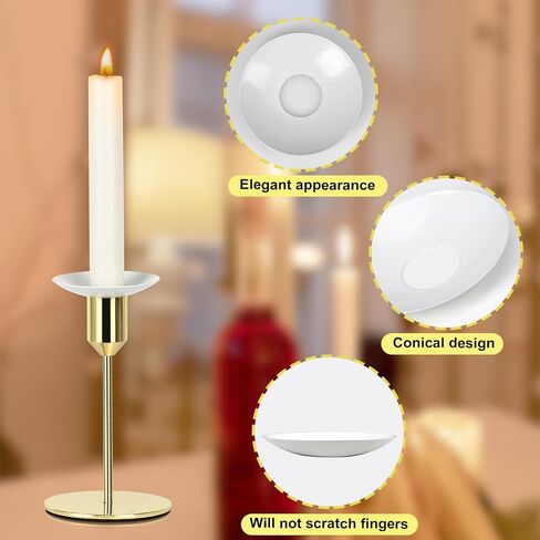 12 Pcs Candle Drip Protectors Bulk for Candlesticks Metal Candle Wax Catcher Plate Candle Bobeches Round Candle Rings for Tapers Candle Drip Guard for Wedding Holiday Party Dinner Church (12, White) in Kuwait