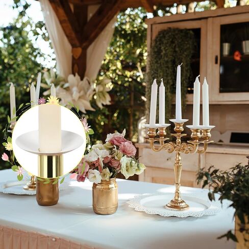 12 Pcs Candle Drip Protectors Bulk for Candlesticks Metal Candle Wax Catcher Plate Candle Bobeches Round Candle Rings for Tapers Candle Drip Guard for Wedding Holiday Party Dinner Church (12, White) in Kuwait
