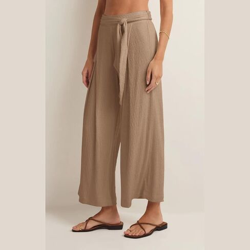 سروال بالازو غير رسمي صيفي للسيدات لعام 2024 بأرجل واسعة وخصر عالٍ مع أحزمة in Kuwait