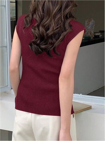Women's Cardigan Sweater Vest Tops Cap Sleeve V Neck Button Down Tank Tops Knit Fall Outfits 2024 in Saudi Arabia