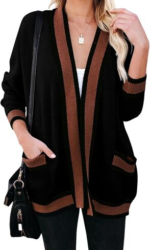 سترات نسائية سترات محبوكة ملونة كبيرة الحجم معطف رائج 2024 مع جيوب in Kuwait