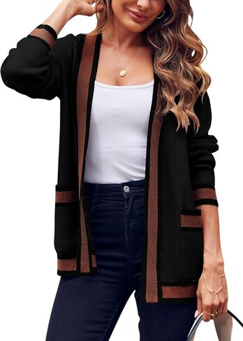 سترات نسائية سترات محبوكة ملونة كبيرة الحجم معطف رائج 2024 مع جيوب in Kuwait