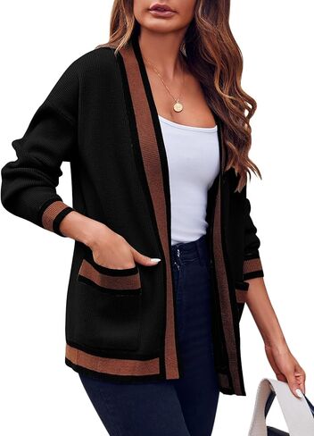 سترات نسائية سترات محبوكة ملونة كبيرة الحجم معطف رائج 2024 مع جيوب in Kuwait