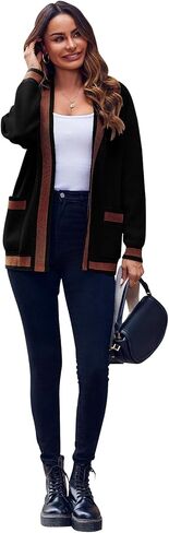 سترات نسائية سترات محبوكة ملونة كبيرة الحجم معطف رائج 2024 مع جيوب in Kuwait