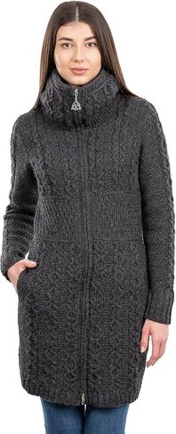 SAOL Irish Cardigan for Women with Pockets Made of 100% Merino Wool Ireland Long Coat in Saudi Arabia