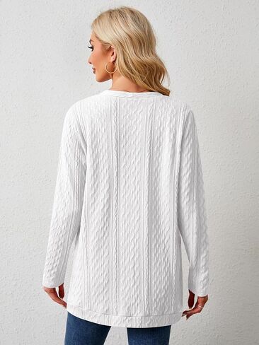 Women's Open Front Cardigan Sweaters Lightweight Casual Long Sleeve Knit Cardigan Button Down Outwear with Pockets in Saudi Arabia