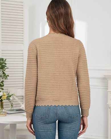 ZAFUL Women's Cardigan Sweaters 2024 Casual Long Sleeve Open Front Button Down Tweed Knit Cardigans Fall Jackets Outerwear in Saudi Arabia