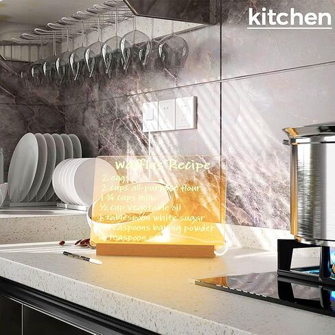 لوحة مسح جافة مضيئة مقاس 11.8 × 7.9 بوصة مع حامل كمذكرة متوهجة ولوحة رسائل LED ولوحة زجاجية ولوحة بيضاء مع 7 أقلام لوحة مسح جافة من الأكريليك مع ضوء للمدرسة والمنزل in Kuwait