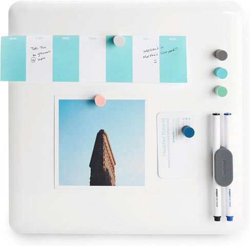 Poppin White Board - 12" x 12" Magnetic Dry Erase Board for Wall or Fridge, 3 Mounting Options (Weekly) in Kuwait