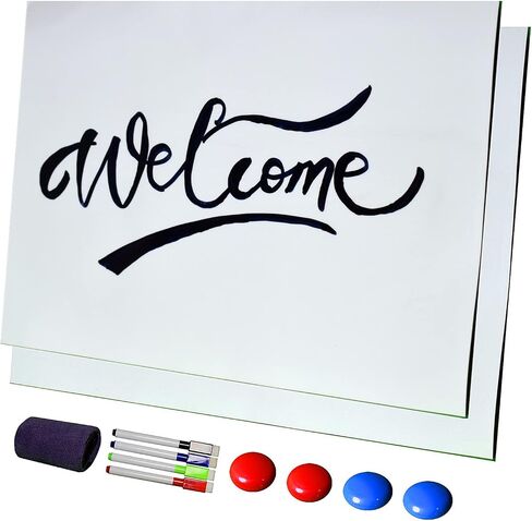 Dry Erase Board Fridge Whiteboards（2 Pack） 12 x 8 inch Notice Boards Markers for Home Kitchen Office（White） in Saudi Arabia