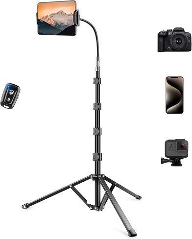 VICTIV 7.5 Feet Tall Phone Tripod, Tripod for iPhone with Remote, Flexible Gooseneck Tripod with Phone Holder, Stable Tripod for Recording Vlog Photo, Cell Phone Stand for iPhone 15 14 13 Pro Max in Saudi Arabia