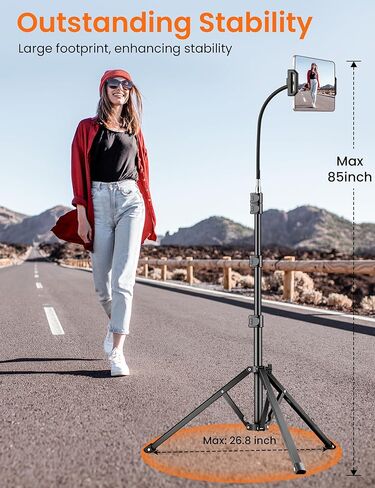 VICTIV 7.5 Feet Tall Phone Tripod, Tripod for iPhone with Remote, Flexible Gooseneck Tripod with Phone Holder, Stable Tripod for Recording Vlog Photo, Cell Phone Stand for iPhone 15 14 13 Pro Max in Saudi Arabia