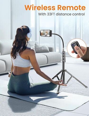 VICTIV 7.5 Feet Tall Phone Tripod, Tripod for iPhone with Remote, Flexible Gooseneck Tripod with Phone Holder, Stable Tripod for Recording Vlog Photo, Cell Phone Stand for iPhone 15 14 13 Pro Max in Saudi Arabia