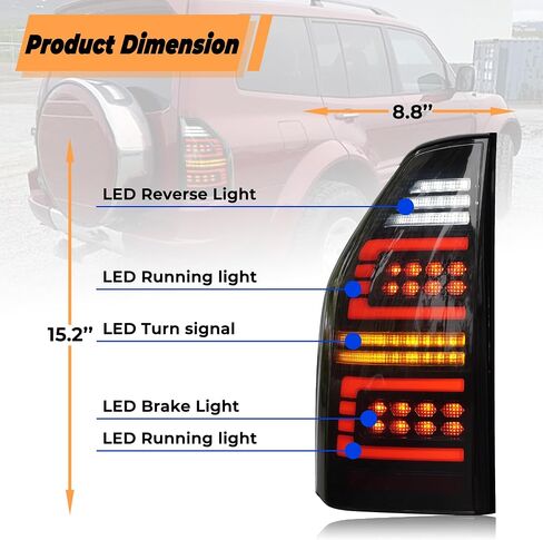 Tail Lights Assembly for Mitsubishi Pajero V97 V93 2009-2020 Led Tail Lights Rear Tail Light Automotive Tail Light Assemblies,Smoke,Left+Right tail light in Saudi Arabia