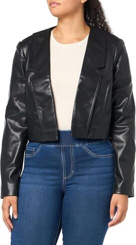City Chic Plus Size Serena PU Jacket, Black in Kuwait