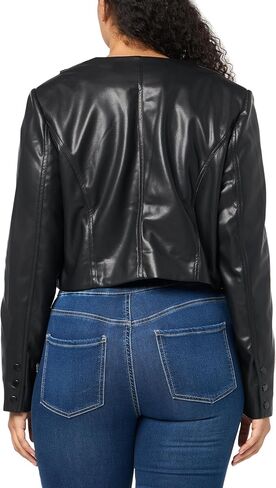 City Chic Plus Size Serena PU Jacket, Black in Kuwait