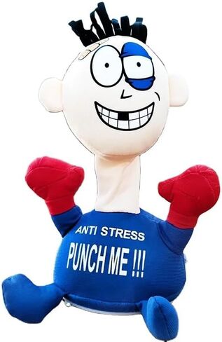 Plush Stress Relief Punching Figure (Orange). Boxing Desktop Toys, Anger Management, Sensory Tool Soft Comfortable Touching Decompress Toy. Comic Gift, Party Fun, Funny, Holiday Funny Tool. in Saudi Arabia