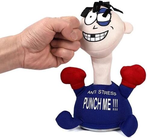 Plush Stress Relief Punching Figure (Orange). Boxing Desktop Toys, Anger Management, Sensory Tool Soft Comfortable Touching Decompress Toy. Comic Gift, Party Fun, Funny, Holiday Funny Tool. in Saudi Arabia