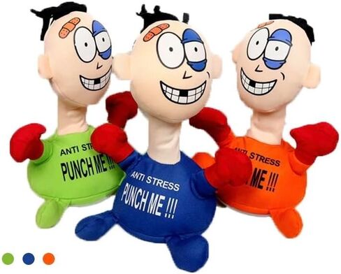 Plush Stress Relief Punching Figure (Orange). Boxing Desktop Toys, Anger Management, Sensory Tool Soft Comfortable Touching Decompress Toy. Comic Gift, Party Fun, Funny, Holiday Funny Tool. in Saudi Arabia