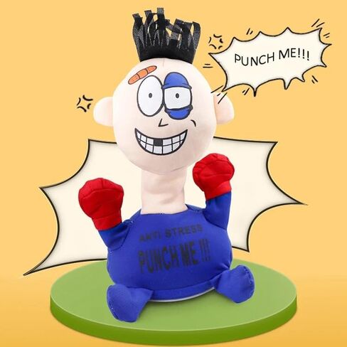 Plush Stress Relief Punching Figure (Orange). Boxing Desktop Toys, Anger Management, Sensory Tool Soft Comfortable Touching Decompress Toy. Comic Gift, Party Fun, Funny, Holiday Funny Tool. in Saudi Arabia