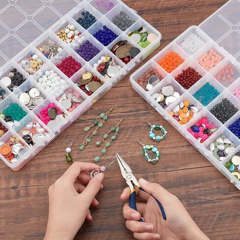 BENECREAT 3 Packs 24 Grids Large Transparent Plastic Storage Box Organizer with Adjustable Dividers for Beads, Jewelry and Other Craft Accessories - 12.8x6.2x1.2 Inches in Saudi Arabia